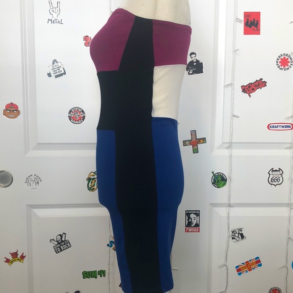 Motel Rocks color block strapless fitted mini party dress. NWOT! Sz S - Picture 7 of 8
